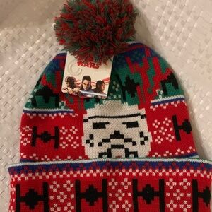 Men’s Star Wars red and green Stormtrooper Ugly sweater hat. New with tag.